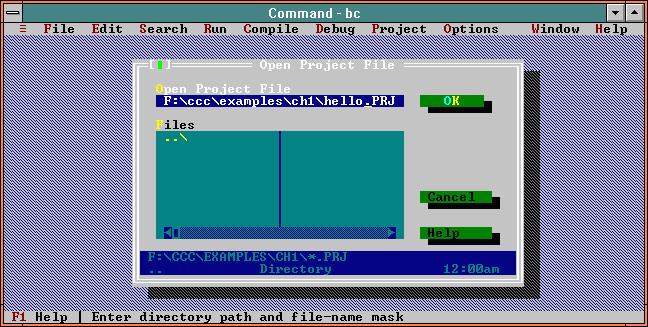BC3.1 Project dialog box