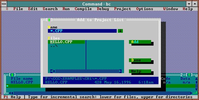 BC3.1 Select file to insert into project