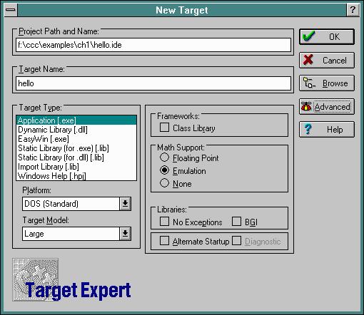 New Target - Name, Type, Platform, No Class Lib