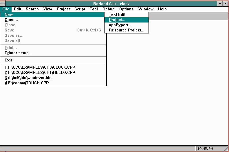BC++ 5.0 Main | New | Project