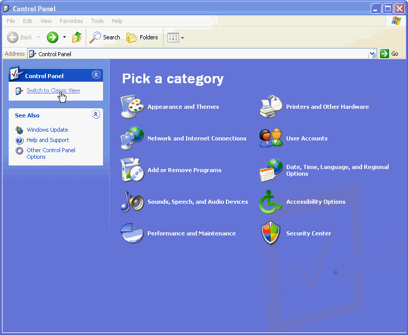 Click on the Switch to Classic View