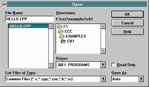 MSVC 4.0 Open dialog box