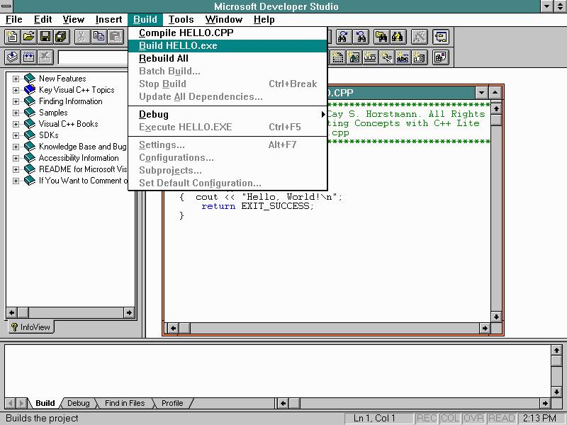 MSVC 4.2 Build hello.exe