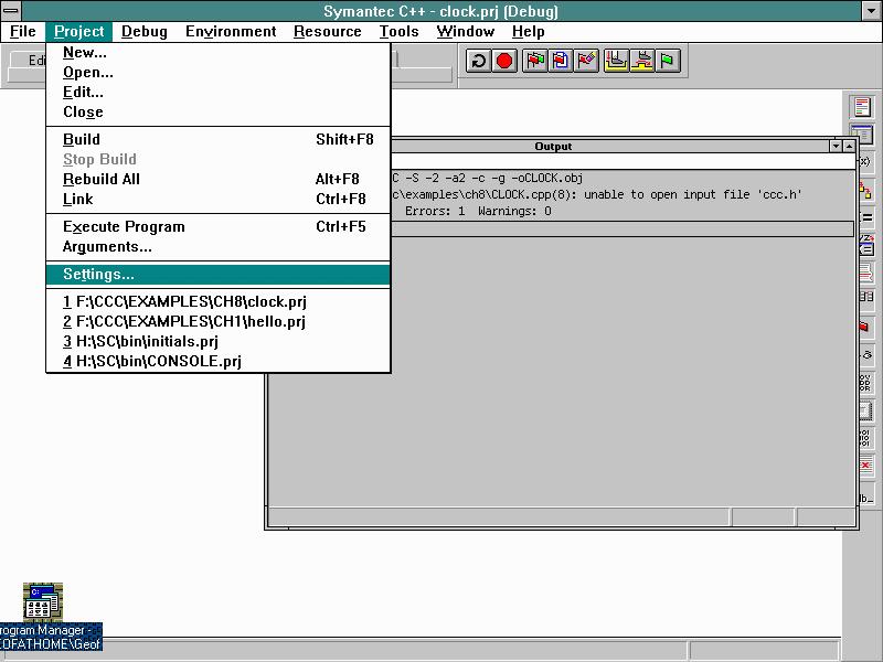 Symantec 7.2 Main Menu